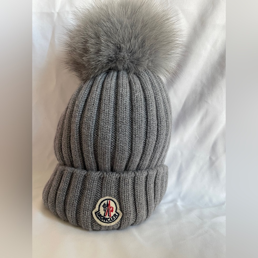 Moncler logo beanie with Pom Pom